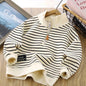 Children Casual Polo Collar Fashion Stripe Sweatshirt Tops Kids - www.Shopthatapp.com