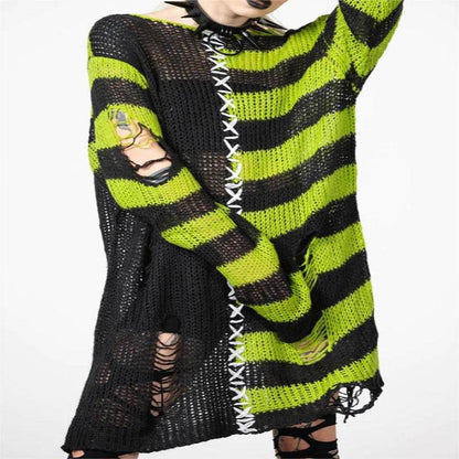 Halloween Ripped Long Sweater Women's Fashion Loose Sweater - www.Shopthatapp.com