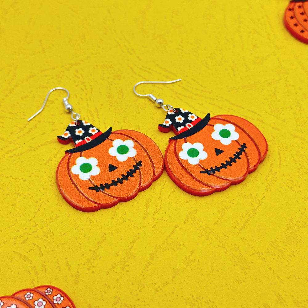 Halloween Day Ornament Colorful Ghost Eyes Funny Acrylic Earrings For Women - www.Shopthatapp.com