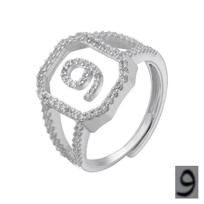 Fashion Micro Inlaid Zircon Arab Letters Ring for women