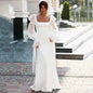 Women's Ruffled Long Sleeve Banquet Temperament High Waist Mop White Wedding  Party Fish Tail Styled  Dress Mermaid Dress - www.Shopthatapp.com