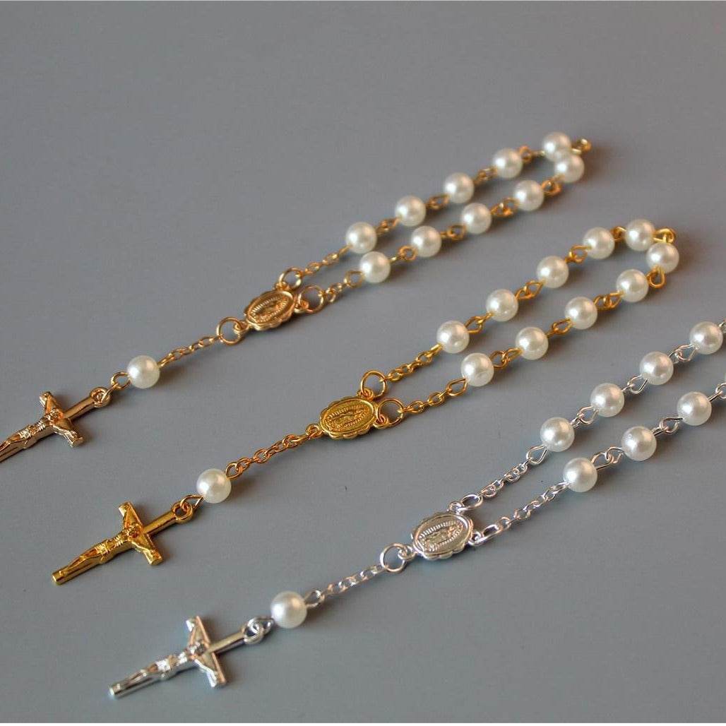 Beads Pearl Cross Full Moon Blessing Bracelet Fashion Jewelry - www.Shopthatapp.com
