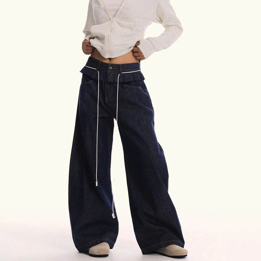 Loose Waist Stitching Small Skirt Baggy Jeans Pant For Men And Women - www.Shopthatapp.com