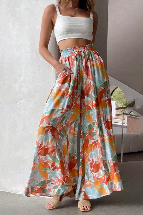 Printed Comfortable Casual High Waist  Wide-leg Floral Palazzo Trousers women - www.Shopthatapp.com
