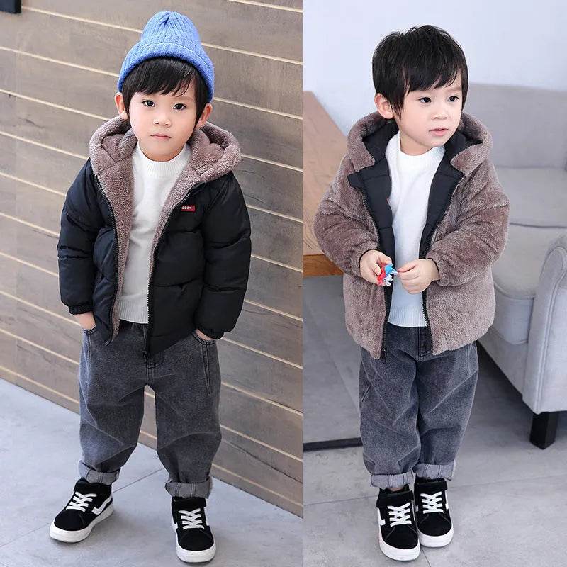 Children Boy's Cotton-padded Fleece Lined Puffer Winter Jacket for Kids - www.Shopthatapp.com