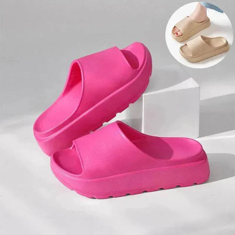 5.5cm Fish Mouth Shoes Floor Bathroom Home Slippers Outdoor Thick Soled Beach Slippers For Women - www.Shopthatapp.com