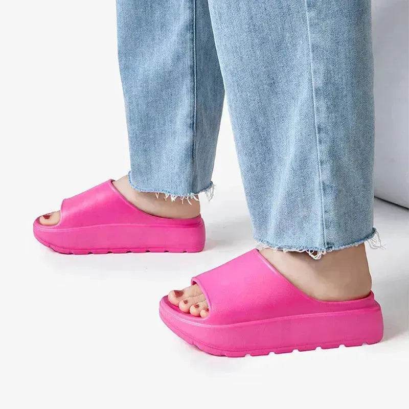 5.5cm Fish Mouth Shoes Floor Bathroom Home Slippers Outdoor Thick Soled Beach Slippers For Women - www.Shopthatapp.com
