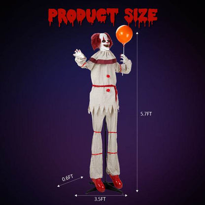 5.7ft Eye Red Light Vibration Clown Sound Voice Control, Standing Balloon Clown, Battery Model - Battery Not Included, Halloween Standing Decoration - www.Shopthatapp.com #