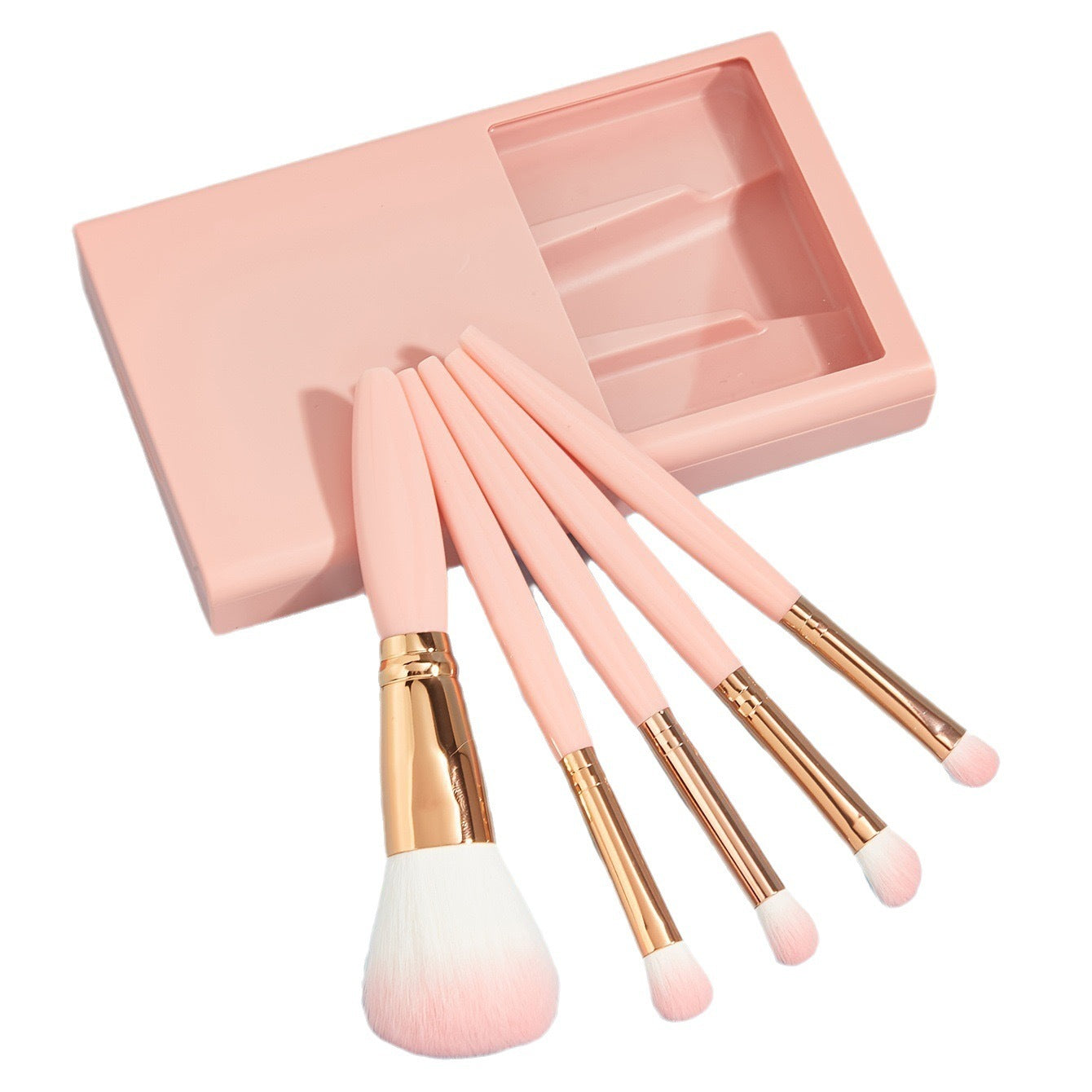 5 PCs Makeup Brushes With Mirror Travel Set - www.Shopthatapp.com