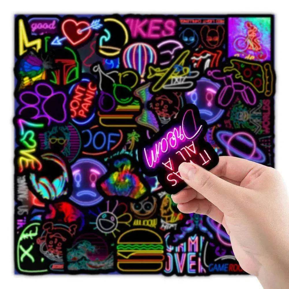 50 New Neon Stickers Car Trunk Phone Water Cup Decoration Stickers - www.Shopthatapp.com