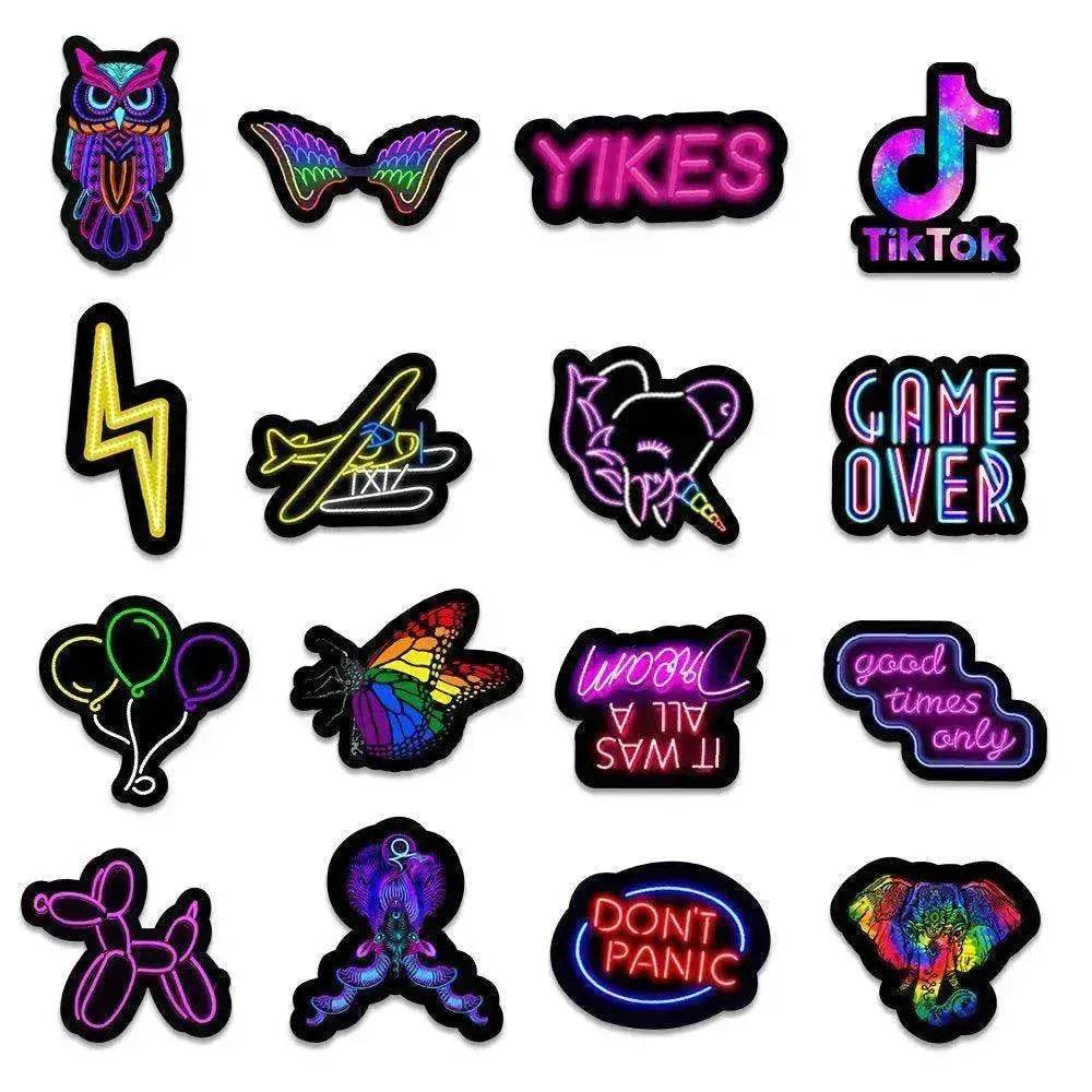 50 New Neon Stickers Car Trunk Phone Water Cup Decoration Stickers - www.Shopthatapp.com
