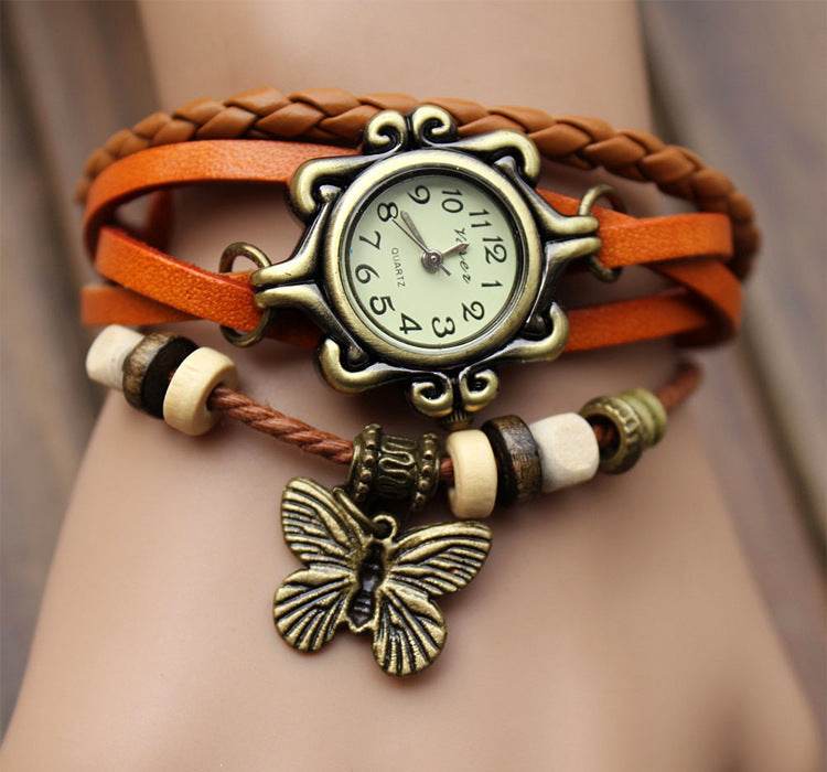 Cowhide winding bracelet watch - www.Shopthatapp.com