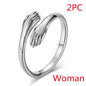 Alloy Simple Hands Hug Ring Opening Adjustable Jewelry - www.Shopthatapp.com