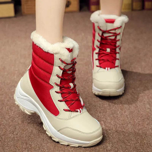 Winter Snow Boots Female High Ankle Waterproof Ladies Cotton Shoes Boots Plus Velvet Shoes - www.Shopthatapp.com