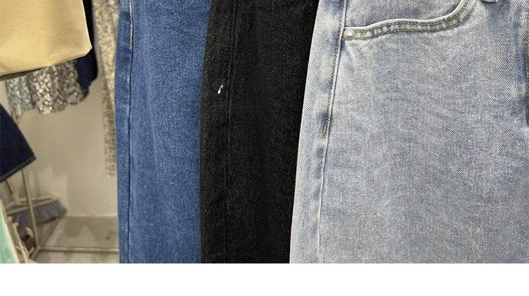 Casual Front Slit Dark Blue and Light Blue Denim Midi Skirt for women - www.Shopthatapp.com