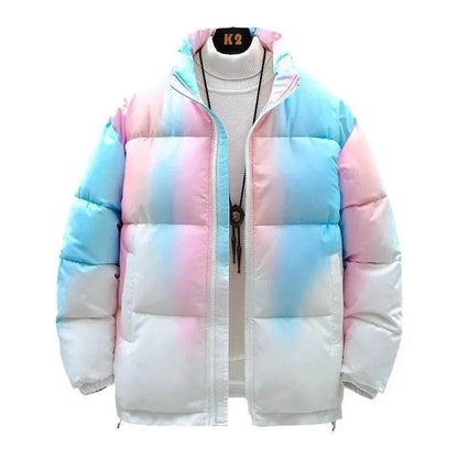Fashion Stand-up Collar Gradient Coat Couples Winter Warm Plush Thickened Jacket With Pockets Loose Outwear Top For Women Men Clothing - www.Shopthatapp.com