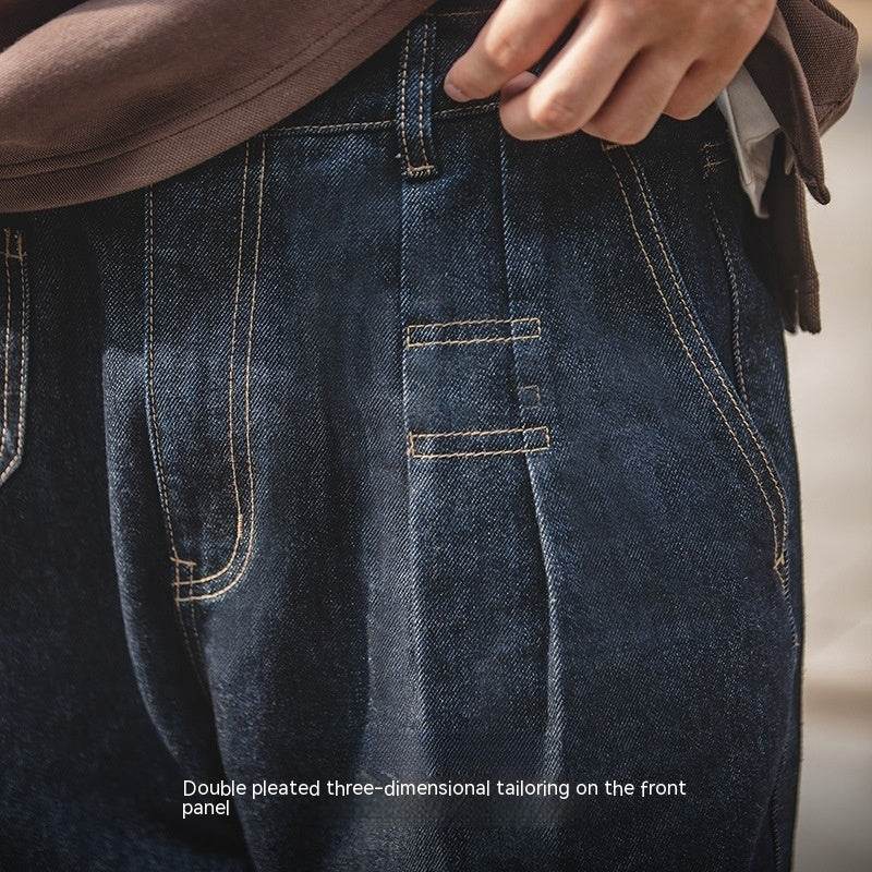 Vintage Denim Washed Elastic Waist Loose Jeans Cityboy Wide Leg Tapered Pants Men - www.Shopthatapp.com