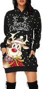 Women's Long-sleeved Christmas Hoodie Sweatshirt Dress Winter - www.Shopthatapp.com