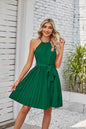 Halter Strapless Dresses For Women Solid Pleated Skirt Summer Beach Sundress - www.Shopthatapp.com
