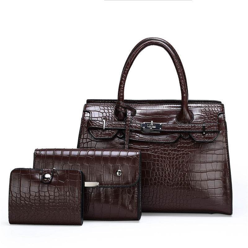 Crocodile Pattern New Fashion 3 in 1 cooperate Work leather Handbag - www.Shopthatapp.com