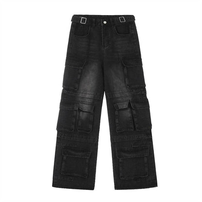Functional Multi-pocket Tactical Tooling Denim Trousers Men Jeans - www.Shopthatapp.com