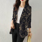 Women's Button Printed Long-sleeved Pocket Vintage Cotton And Linen jacket Blazer - www.Shopthatapp.com