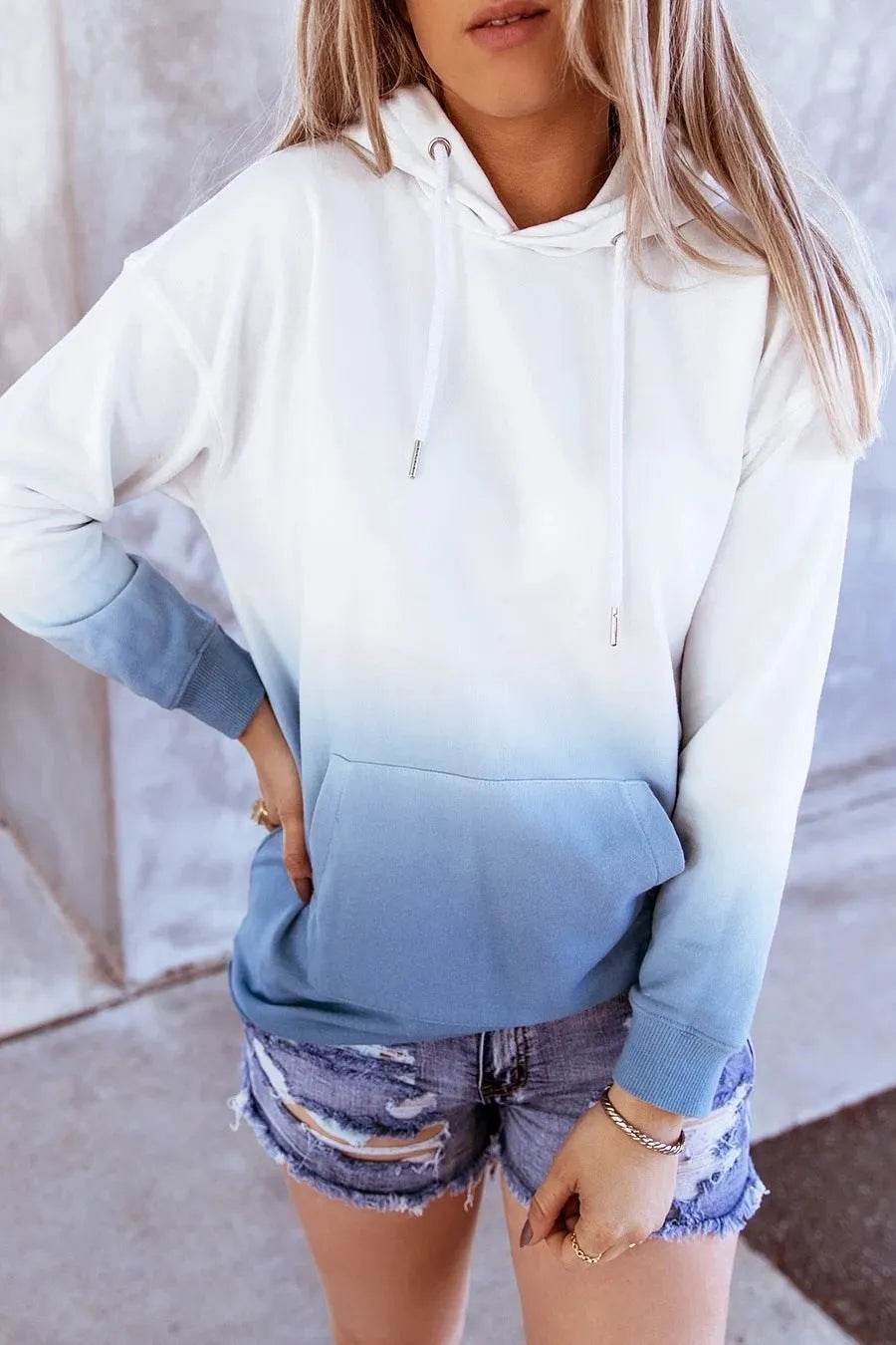 Women Tie-dye print hooded long sleeves - www.Shopthatapp.com