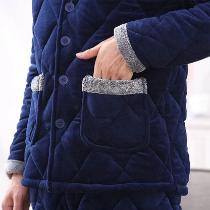 Thick quilted Winter pajamas Set  2pcs Unisex - www.Shopthatapp.com