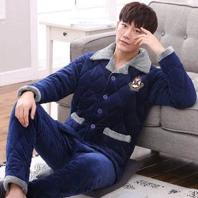 Thick quilted Winter pajamas Set  2pcs Unisex - www.Shopthatapp.com