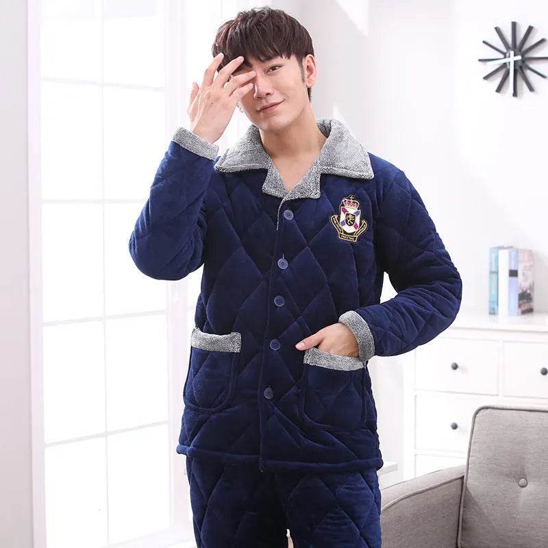 Thick quilted Winter pajamas Set  2pcs Unisex - www.Shopthatapp.com