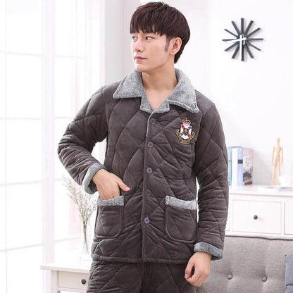 Thick quilted Winter pajamas Set  2pcs Unisex - www.Shopthatapp.com