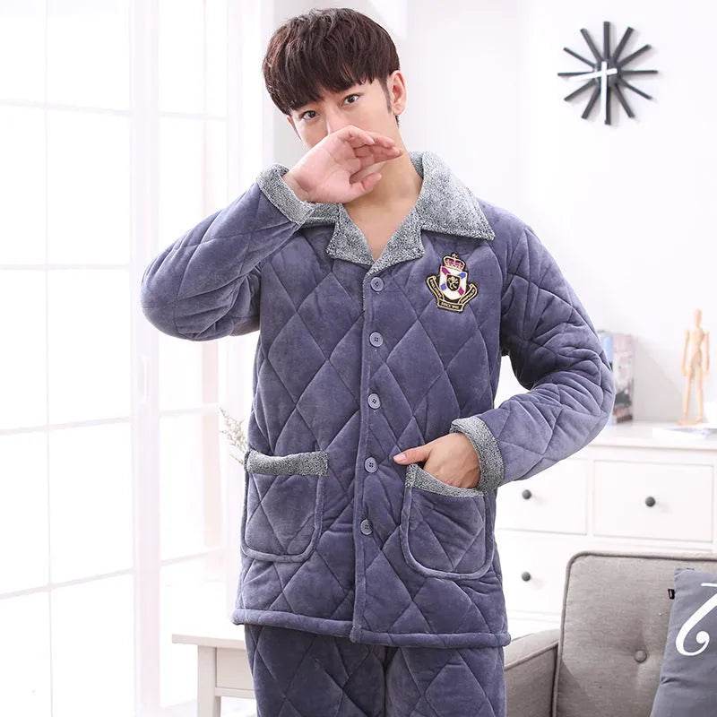 Thick quilted Winter pajamas Set  2pcs Unisex - www.Shopthatapp.com