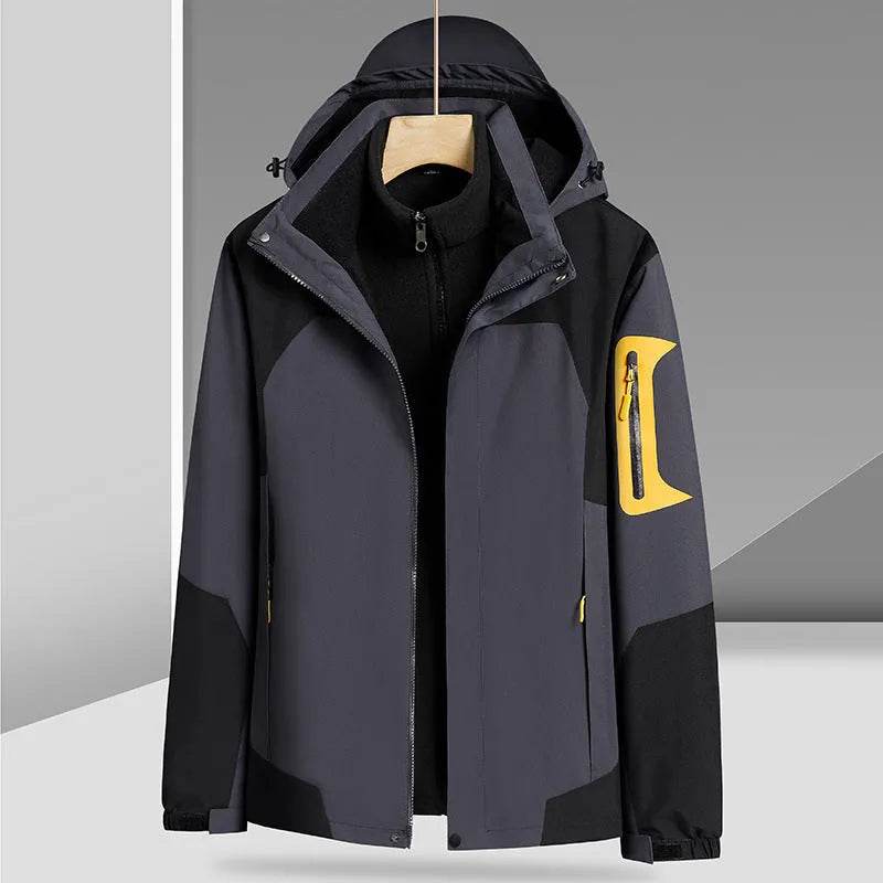 Three-in-one Removable Liner With Velvet Thickening Windproof Waterproof Jacket - www.Shopthatapp.com