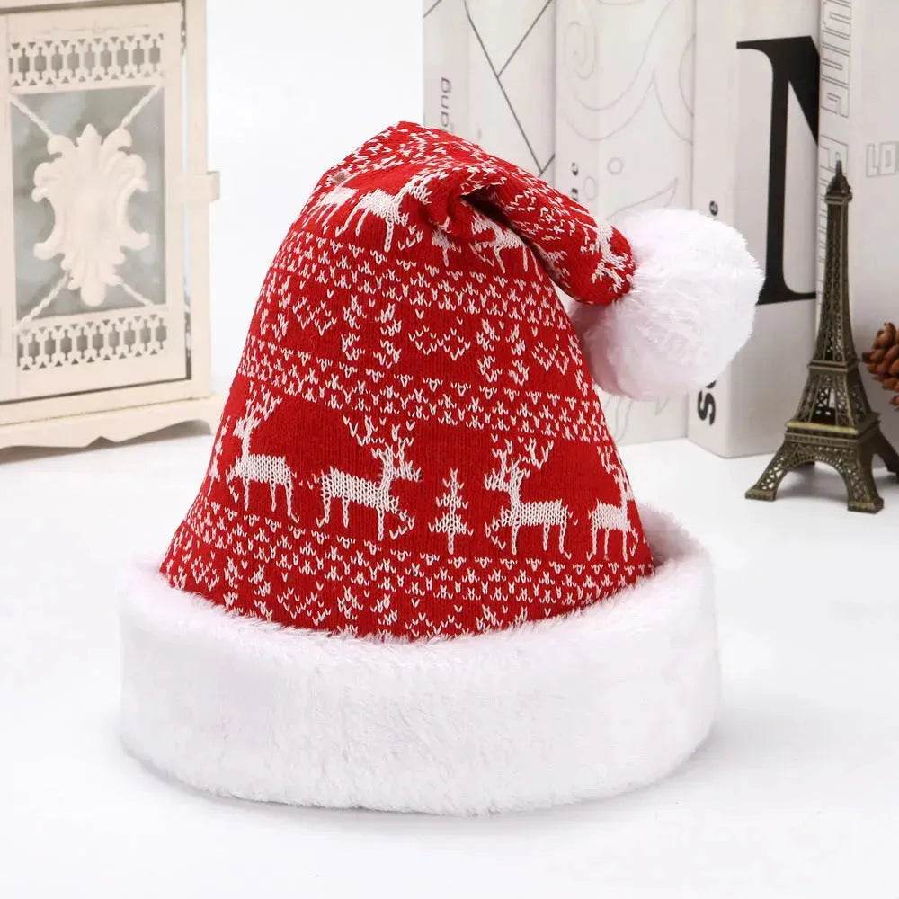 Snowflake Deer Knitted Wool Flannel Christmas Hat - www.Shopthatapp.com