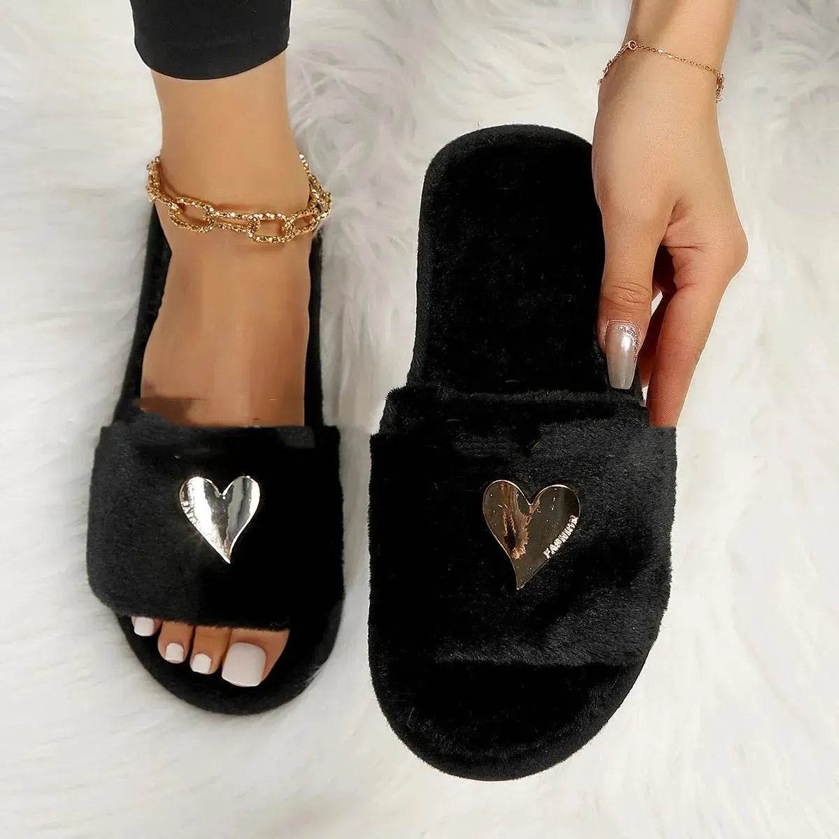 Fluffy Slipper Fall Winter Warm Home Fur Furry Slippers Women Plush Shoes Indoor House Fuzzy Flip Flops Female Padded Fleece Living Bedroom - www.Shopthatapp.com