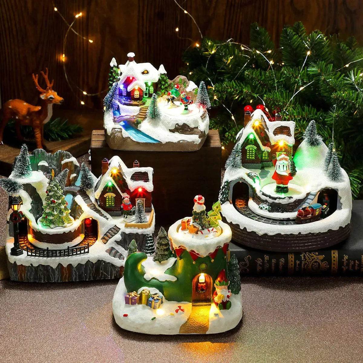 Christmas Rotating Resin Luminous Music Box Ornaments - www.Shopthatapp.com