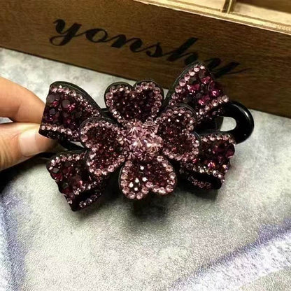 Elegant Rhinestone Barrette Flower Hair Clip - www.Shopthatapp.com