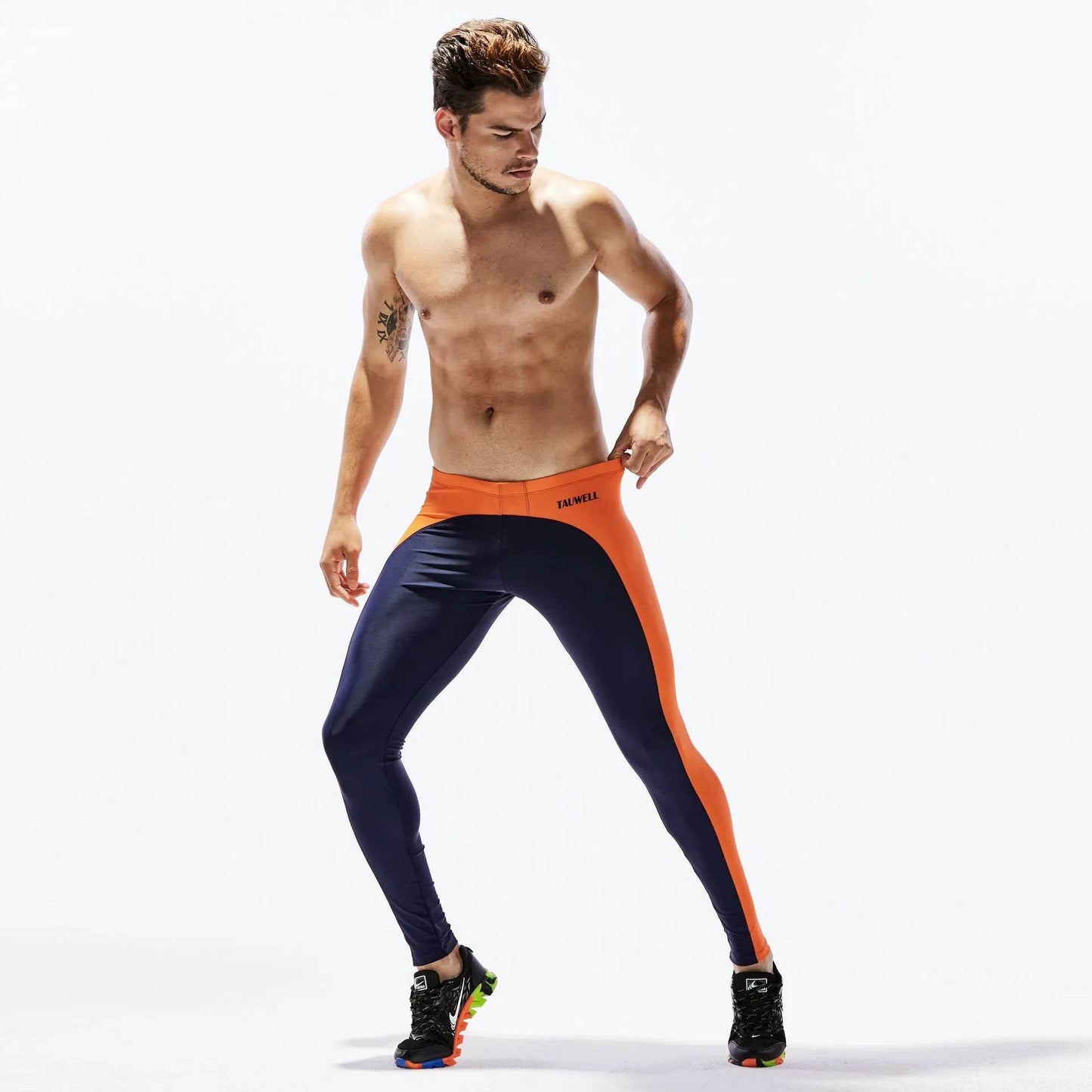 Men's color block Spandex sports yoga pants Long John Pant - www.Shopthatapp.com