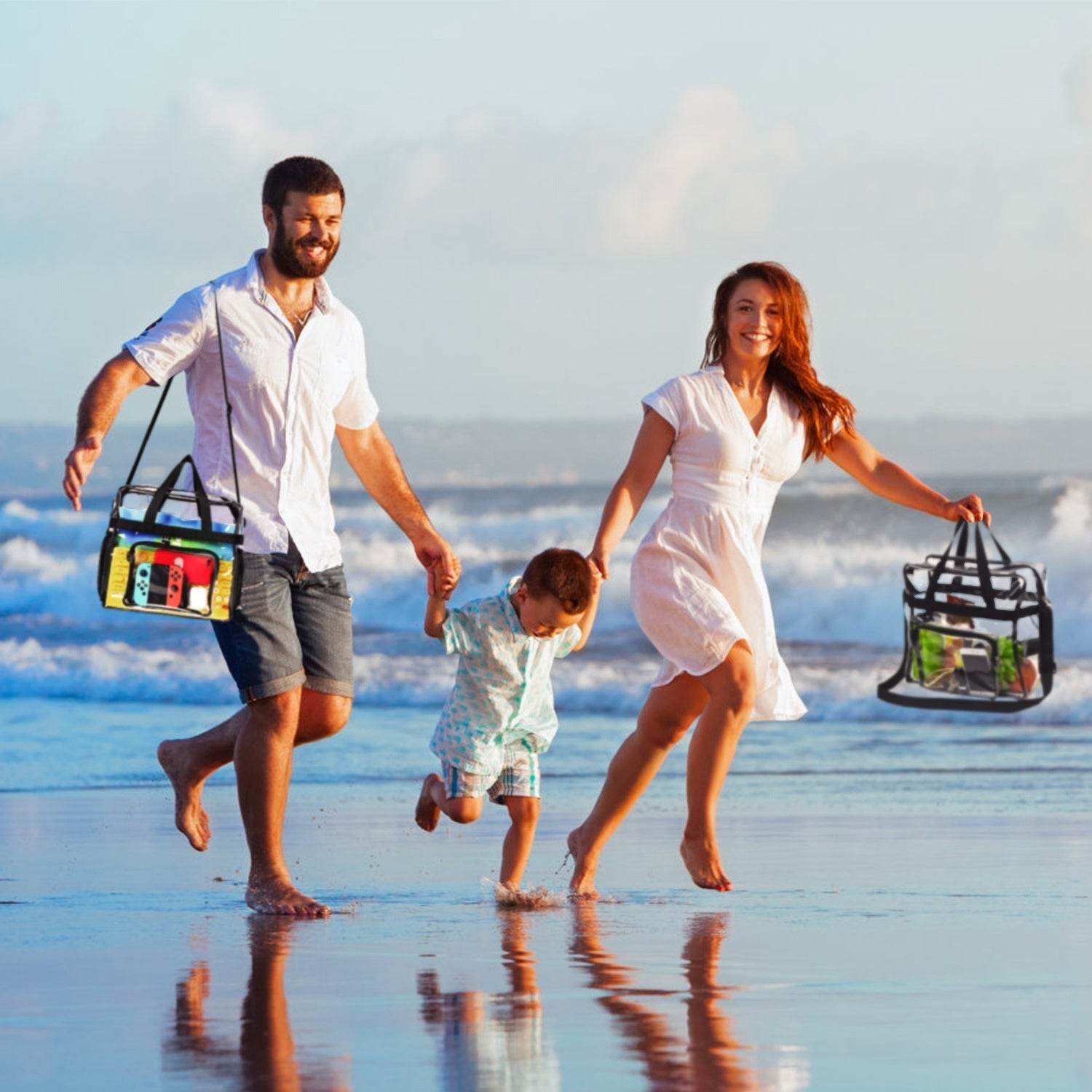 Clear PVC Transparent See through Shoulder Bag Waterproof Picnic Beach Bag - www.Shopthatapp.com