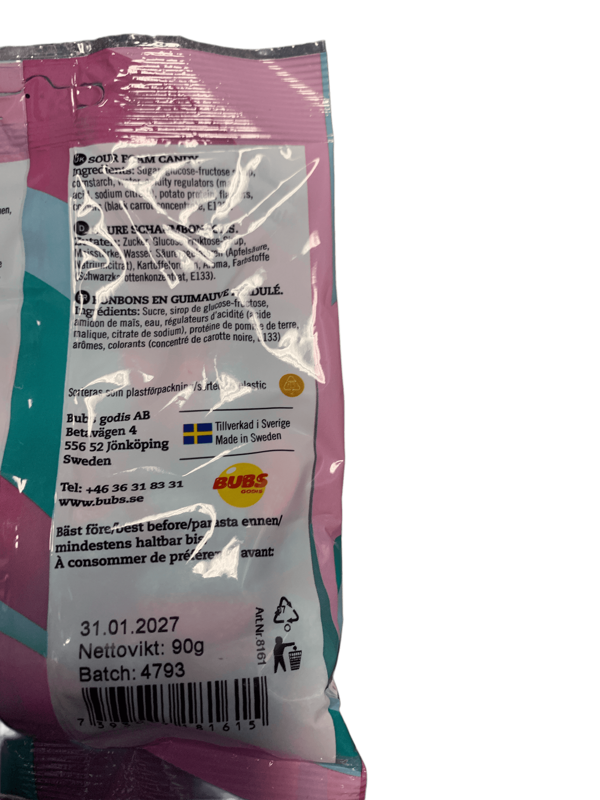 Bubs Goody Sour Ovals Raspberry Blueberry Candy 90G - Swedish Edition - www.Shopthatapp.com