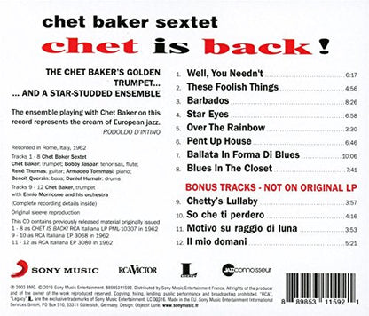 Chet Baker Sextet / Chet Is Back! - CD - www.Shopthatapp.com