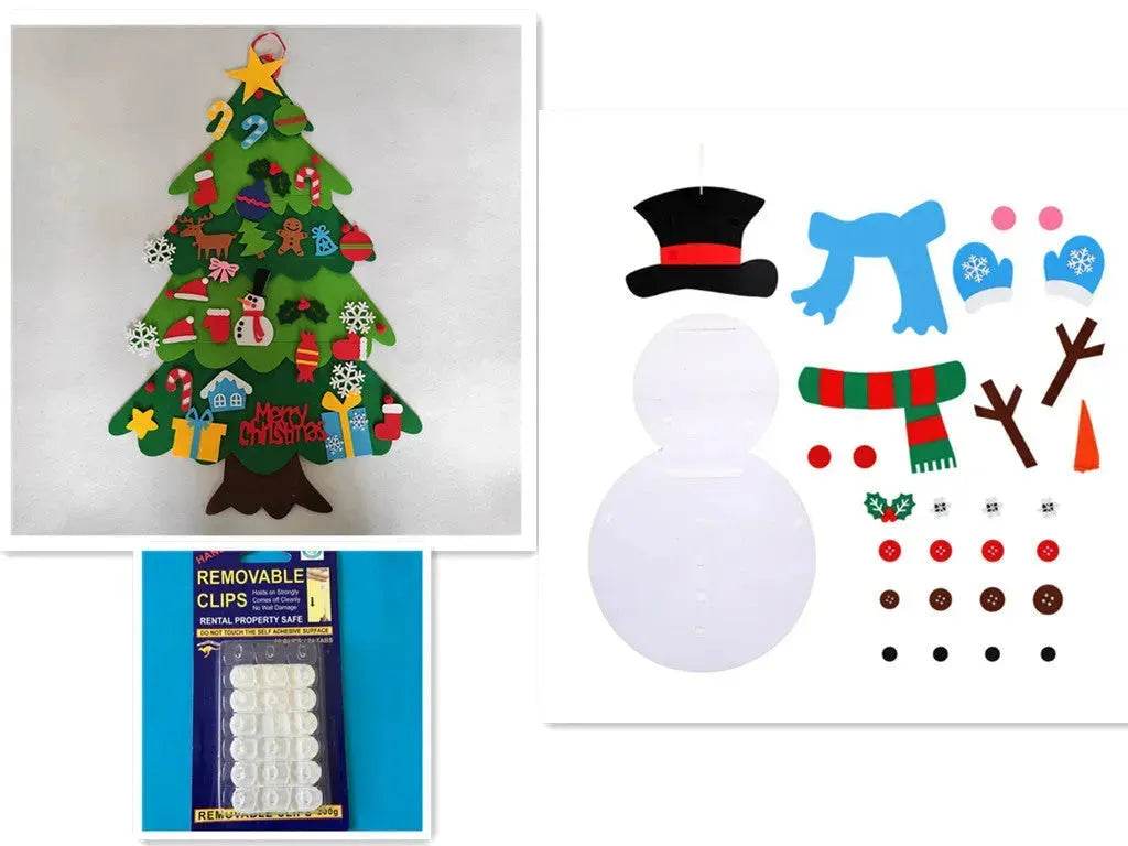 DIY Felt Christmas Tree New Year Toddler Kids Handmade Gift Toys Door Wall Hanging Ornaments Holiday Party Home Decor Set - www.Shopthatapp.com