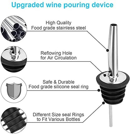 6 verseurs pour bouteilles d'alcool, verseur pour bouteilles d'huile, verseur pour boissons, spiritueux, acier inoxydable