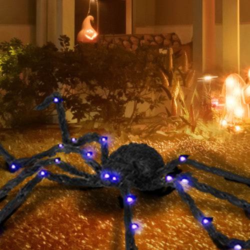 HOMCOM 3.25 Outdoor Halloween Decoration, Light-up Oversized Spider Halloween Prop With Light Up Bendable Legs - www.Shopthatapp.com