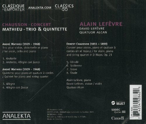 Alain Lefevre / Mathieu,Trio & Quintette; Chausson, Concert - CD (Used) - www.Shopthatapp.com