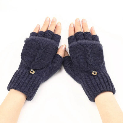 Wool Fingerless Gloves Women's Warm Fashionable Knitted Half Finger Oversleeves - www.Shopthatapp.com
