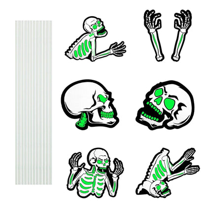 6Pcs Skull Or 6Pcs Tomb Or 5Pcs Black Cat Halloween Yard Sign Decorations  Glow In The Dark For Haunted House Garden Yard And Scary Theme Party - www.Shopthatapp.com