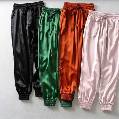 Women's Trousers With Slippery Surface Jogging Trousers - www.Shopthatapp.com