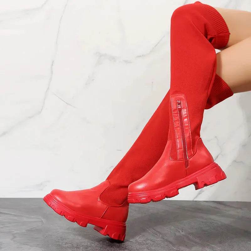 Long Boots Women Winter Shoes Fashion Side Zipper Knee High Boots - www.Shopthatapp.com