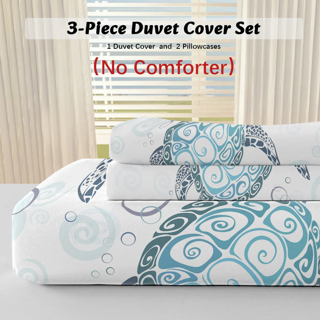 Sea Turtle Bedding Aqua Teal Blue Duvet Cover Sets Beach Turtle Bed Sets Ocean 3 Piece Turtle Themed Comforter Cover With 2 Pillowcases Twin Full Queen King Size - www.Shopthatapp.com